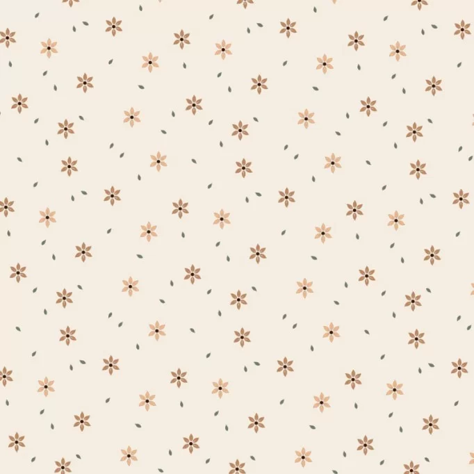 Poplin Katoen Digitale Print - Sterbloem Naturel | Rijs Textiles Poplin Katoen Digitale Print - Sterbloem Naturel - (Katoenen Poplin Bedrukt )