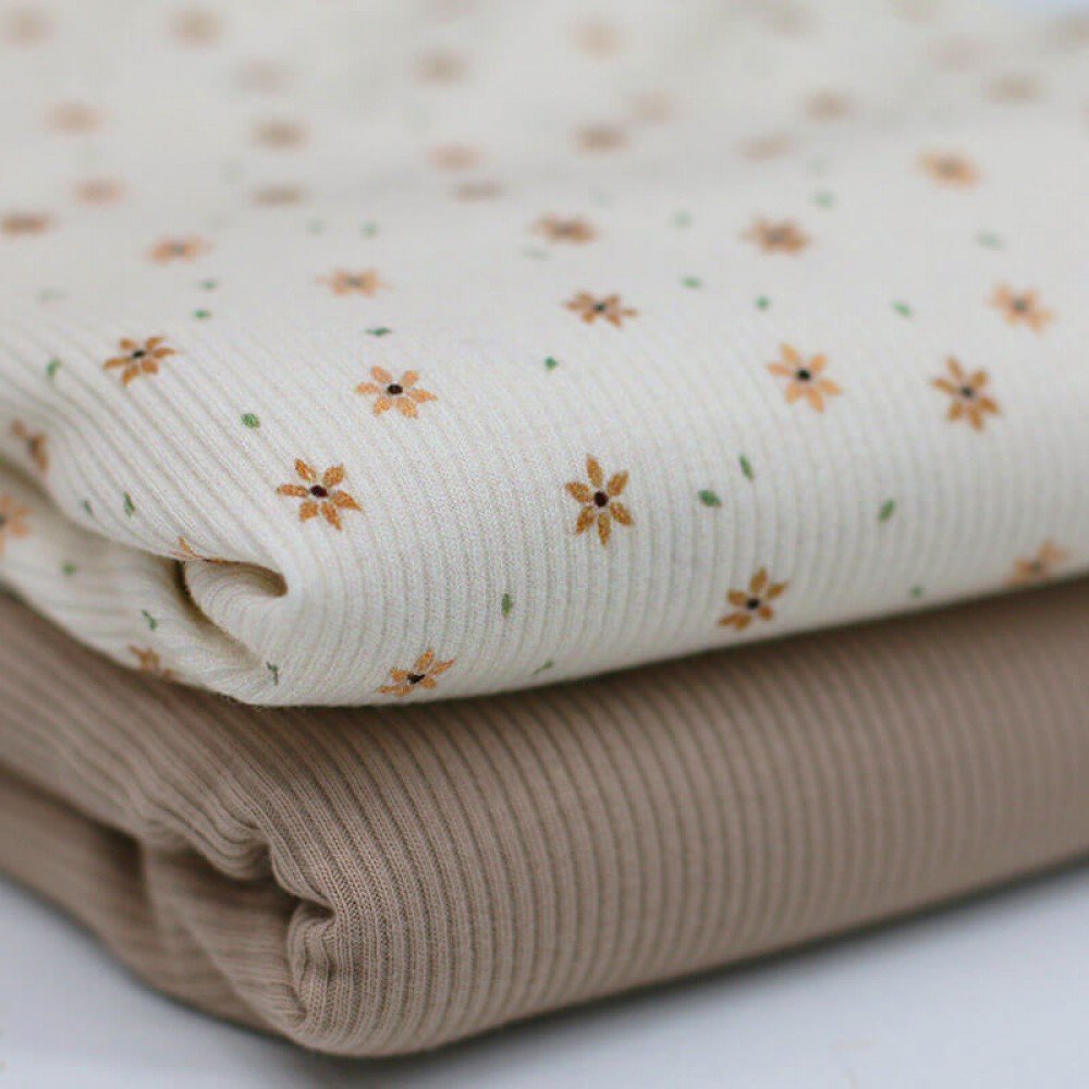 Rib Jersey Strikstof - Stjerneblomst Naturel