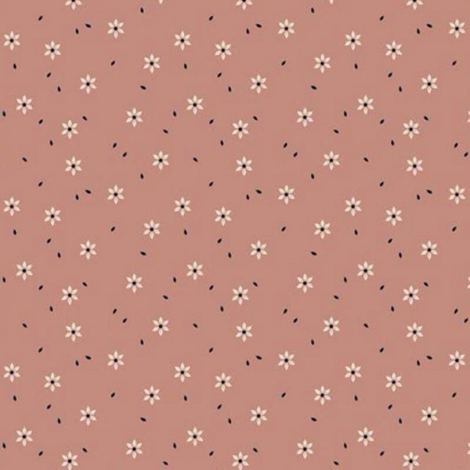 Rib Jersey Strikstof - Stjerneblomst Fersken | Rijs Textiles Rib Jersey Strikstof - Stjerneblomst Fersken - (Jerseystoffer)