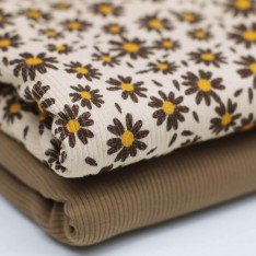 Rippstrick Jersey Stoff - Sonnenblume Beige
