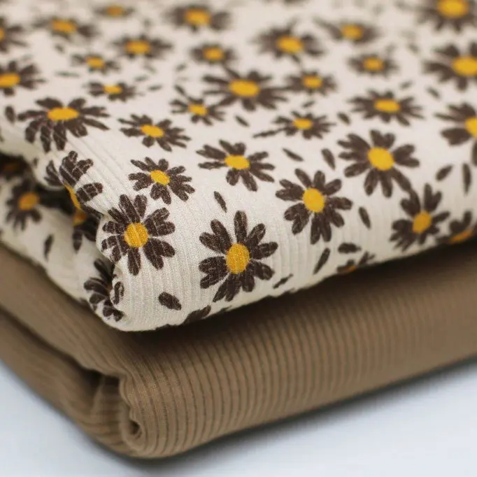 Rib Knit Jersey Fabric - Sunflower Beige | Rijs Textiles Rib Knit Jersey Fabric - Sunflower Beige - (Jersey Fabrics)