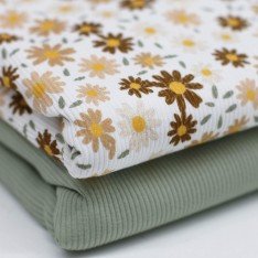 Rippstrick Jersey Stoff - Sonnenblume Ecru