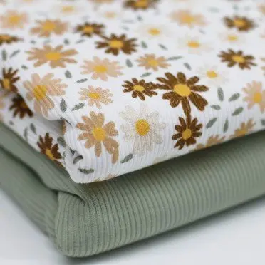 Rippstrick Jersey Stoff - Sonnenblume Ecru | Rijs Textiles Rippstrick Jersey Stoff - Sonnenblume Ecru - (Jersey Stoffe)