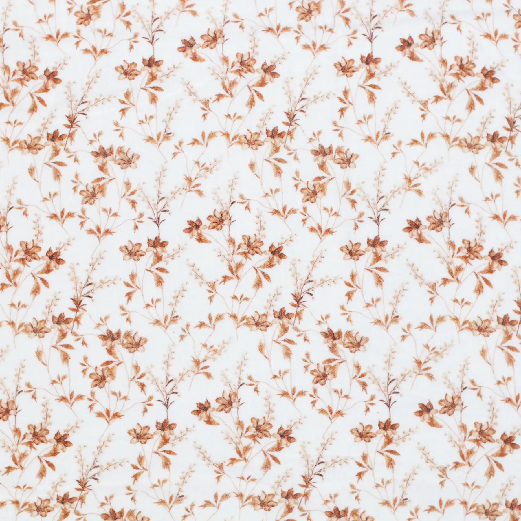 Hydrofiel Stof Digitale Print - Cognac Bruine Bloem