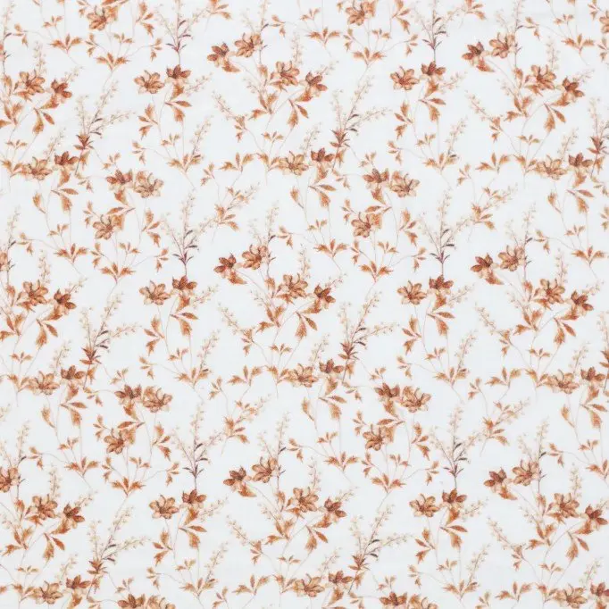 Baumwoll Musselin Stoff Digital - Cognac Braune Blume - (Kinder Stoffe)