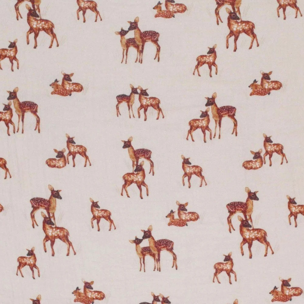 Double Gauze Fabric Digital Print - Herd Of Deer Double Gauze Fabric Digital Print - Herd Of Deer