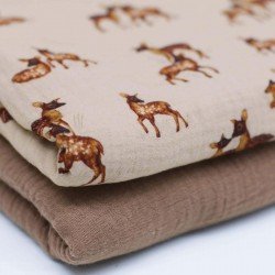Double Gauze Fabric Digital Print - Herd Of Deer