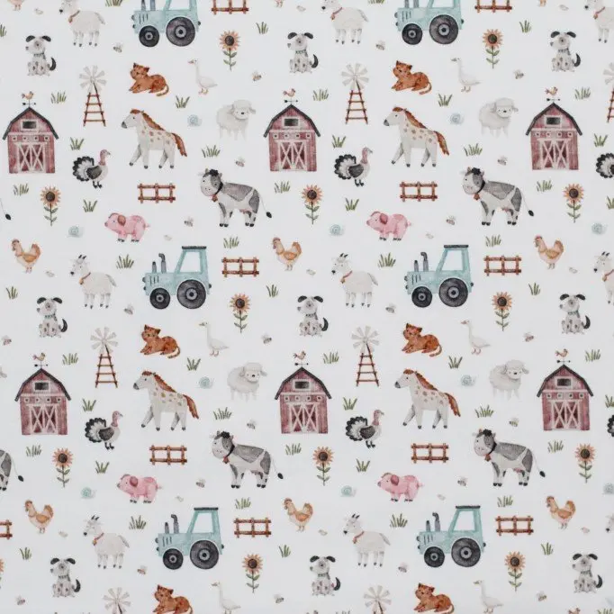 Poplin Katoen Digitale Print - Boerenleven | Rijs Textiles Poplin Katoen Digitale Print - Boerenleven - (Katoenen Poplin Bedrukt )