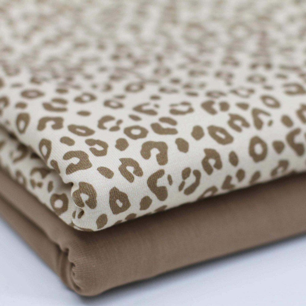Bomuldjersey Digital Print - Leopard Beige