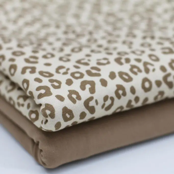 Jersey Cotton Fabric Digital Print - Leopard Beige | Rijs Textiles Jersey Cotton Fabric Digital Print - Leopard Beige - (Jersey Cotton Fabric Digital Print)