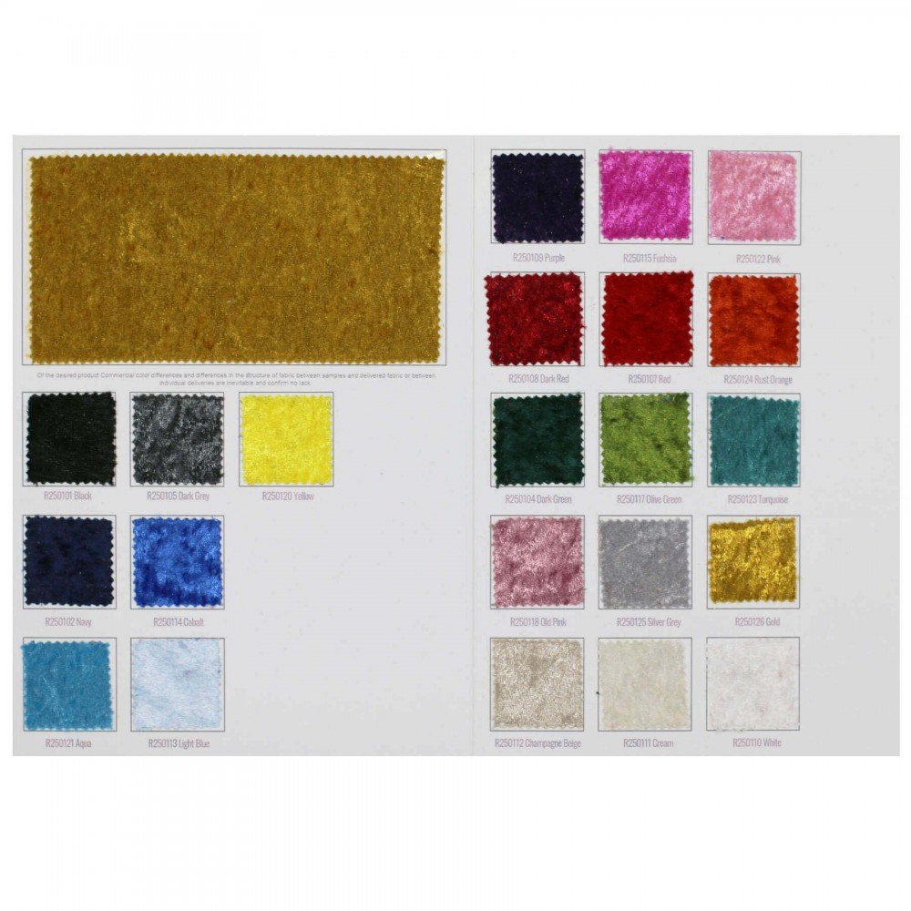 Panne Velvet Fabric Sample Card Panne Velvet Fabric Sample Card