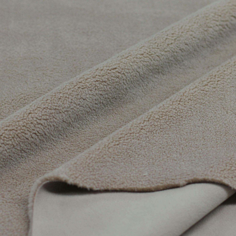 Teddy Fleece Doubleface Stof Mørk Beige Teddy Fleece Doubleface Stof Mørk Beige