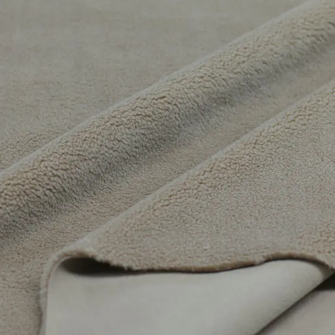 Teddy Fleece Doubleface Stof Donker Beige - (Teddy Stoffen)