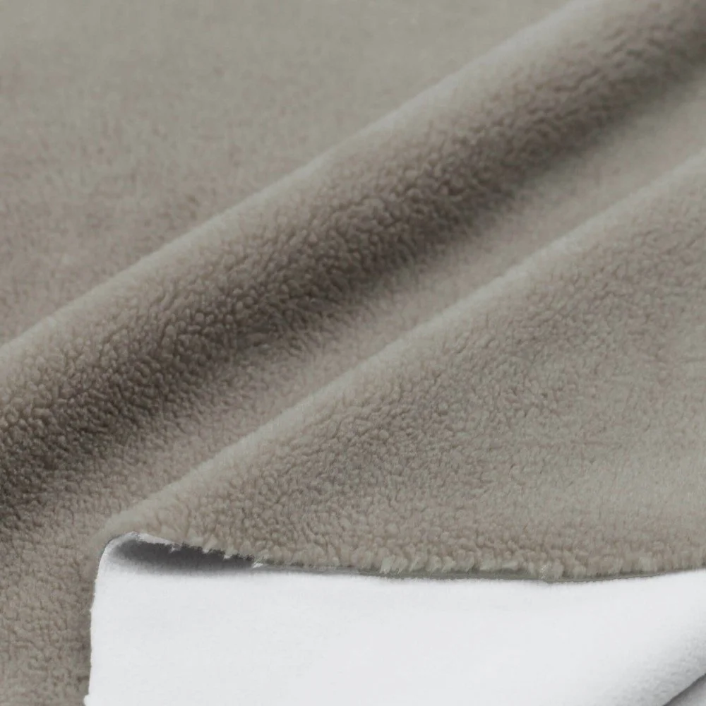 Teddy Fleece Doubleface Fabric Dark Beige / Wool White Teddy Fleece Doubleface Fabric Dark Beige / Wool White