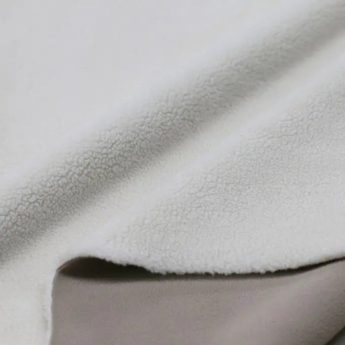 Teddy Fleece Doubleface Fabric Wool White / Dark Beige - (Curly Teddy Fabric)