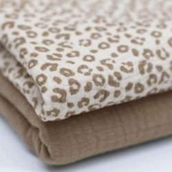 Double Gauze Fabric Digital Print - Leopard Print Beige