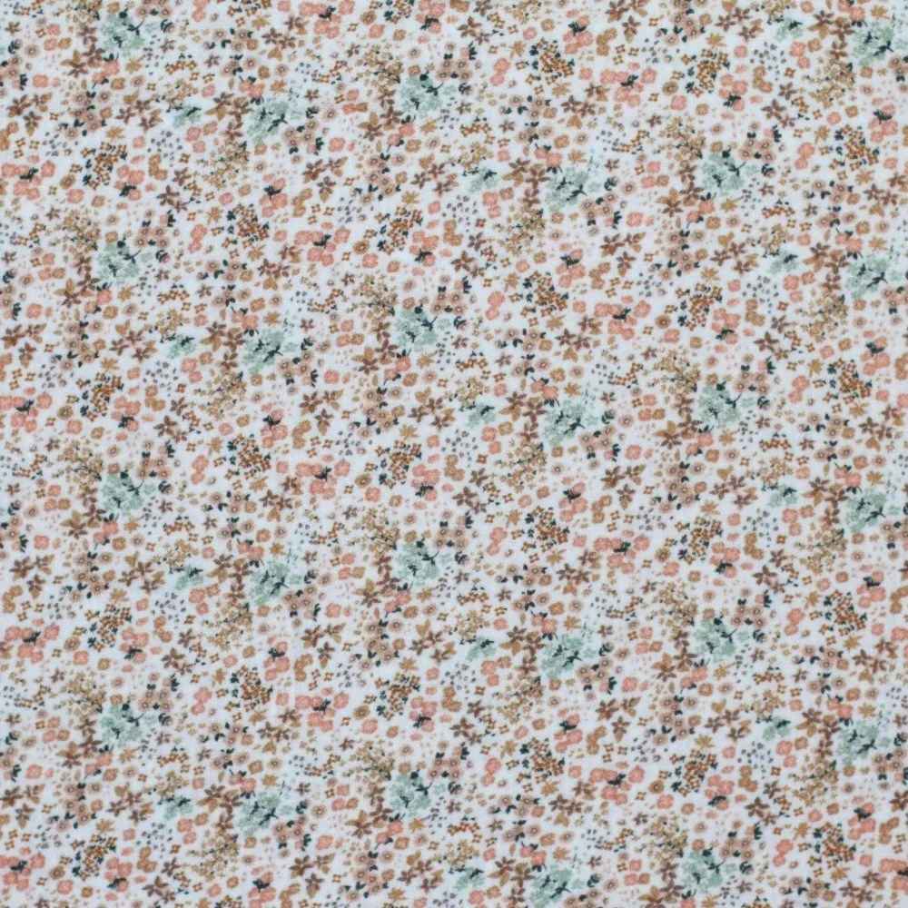 Double Gauze Fabric Digital Print - Love Flower Beige Double Gauze Fabric Digital Print - Love Flower Beige