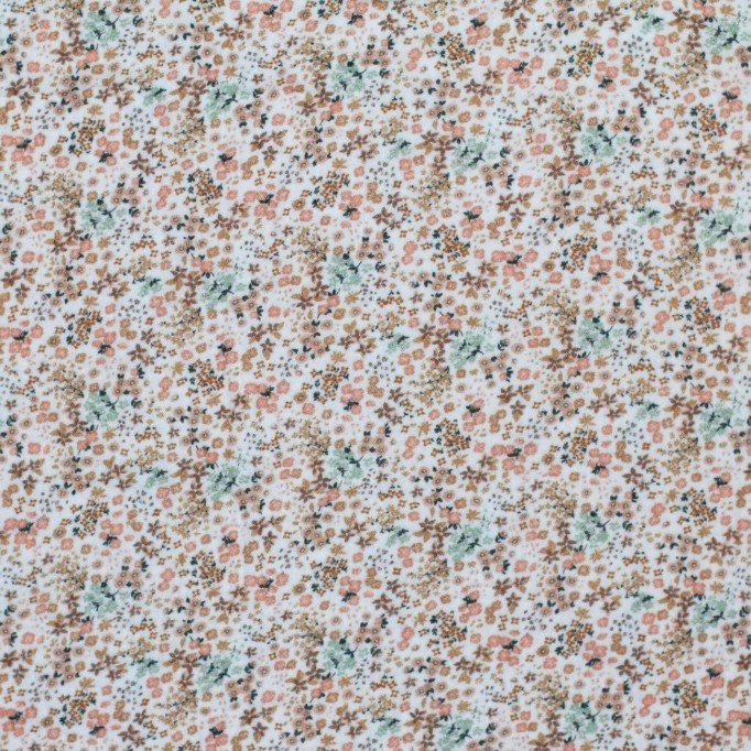 Baumwoll Musselin Stoff Digital - Liebes Blumen Beige - (Kinder Stoffe)