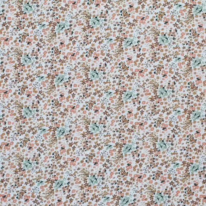 Baumwoll Musselin Stoff Digital - Liebes Blumen Beige - (Kinder Stoffe)