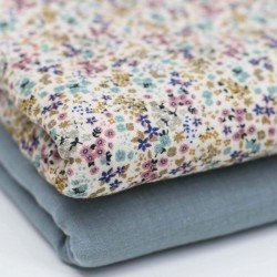 Double Gauze Fabric Digital Print - Love Flower Vintage Pink