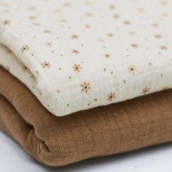 Double Gauze Fabric Digital Print - Starflower Natural