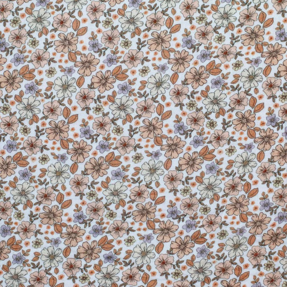 Double Gauze Fabric Digital Print - Summer Flower Pastel Lilac Double Gauze Fabric Digital Print - Summer Flower Pastel Lilac