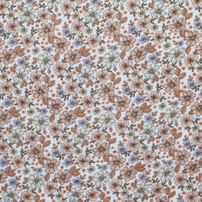 Hydrofiel Stof Digitale Print - Zomerbloem Pastel Lila - (Kinderstoffen)