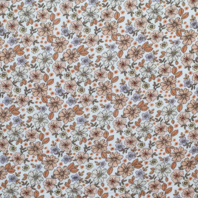 Double Gauze Fabric Digital Print - Summer Flower Pastel Lilac - (Child Fabrics)