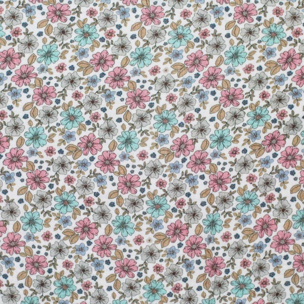Double Gauze Fabric Digital Print - Summer Flower Vintage Pink Double Gauze Fabric Digital Print - Summer Flower Vintage Pink