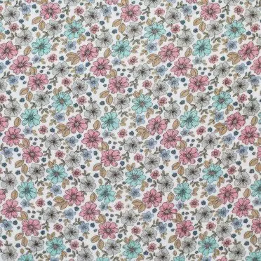Baumwoll Musselin Stoff Digital - Sommerblume Vintage Rosa - (Kinder Stoffe)