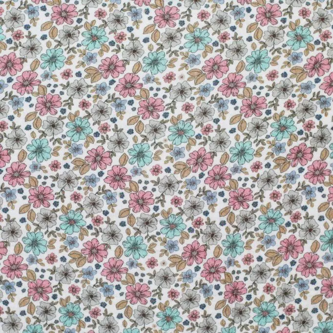 Double Gauze Fabric Digital Print - Summer Flower Vintage Pink - (Child Fabrics)