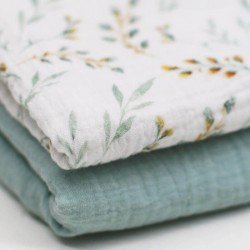 Double Gauze Fabric Digital Print - Willow Branch