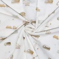 Bomuld Poplin Stof Digital Trykt - Entreprenørkøretøjer