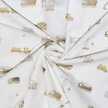 Cotton Poplin Digital Print - Construction Vehicles - (Cotton Poplin Printed)