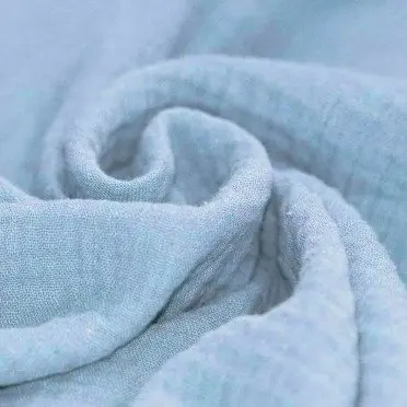 Tissu Double Gaze De Coton Bleu Clair - (Tissus Deco)