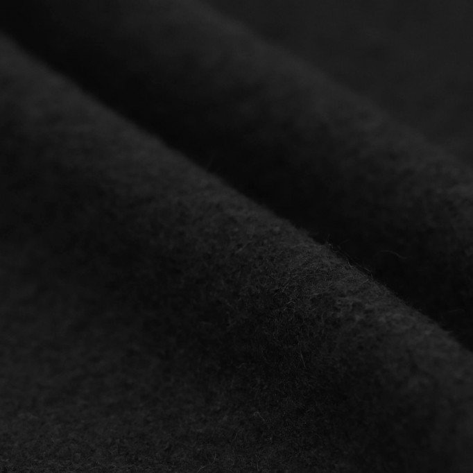 Tissu Lainage Foulé Noir  - (Tissu Laine Bouillie)