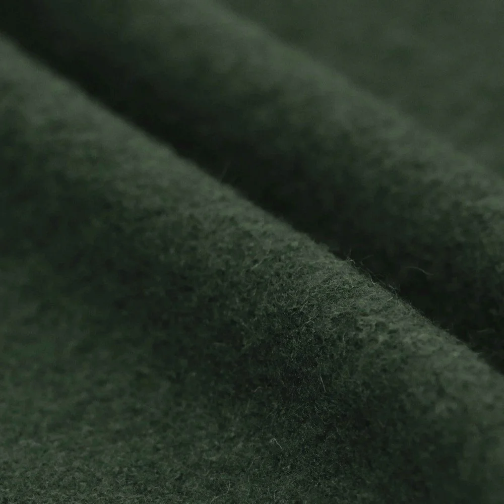 Tessuto Loden Follato Di Lana Verde Scuro