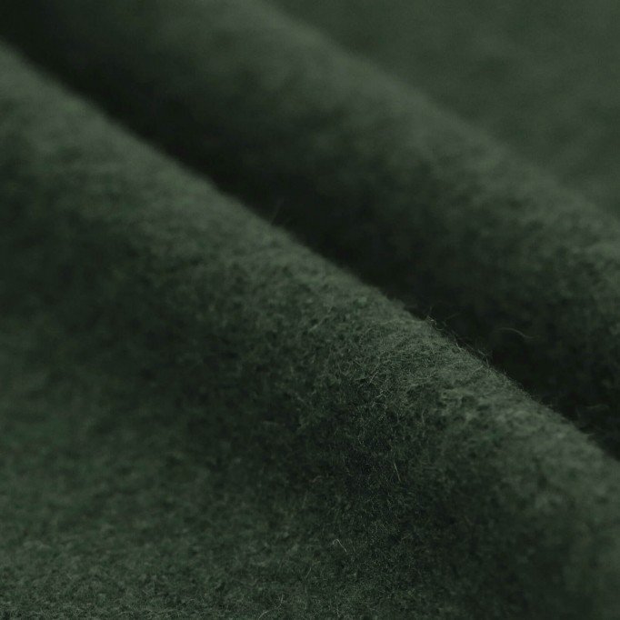 Tessuto Loden Follato Di Lana Verde Scuro - (Tessuto Lana Cotta)