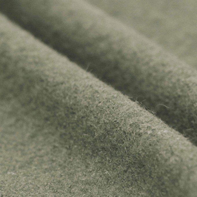 Tissu Lainage Foulé Vert Olive - (Tissu Laine Bouillie)