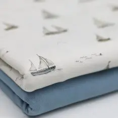 Jersey Cotton Fabric Digital Print - Sailboats Jersey Cotton Fabric Digital Print - Sailboats