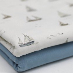 Jersey Cotton Fabric Digital Print - Sailboats