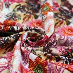 Dzianina Bambusowy Jersey Druk Cyfrowy - Kwiaty I Paisley