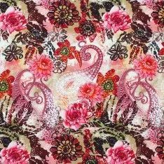 Dzianina Bambusowy Jersey Druk Cyfrowy - Kwiaty I Paisley