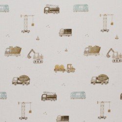 Rib Jersey Stof - Bouwvoertuigen Beige
