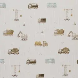 Tessuto Jersey Di Cotone Costine - Veicoli Da Costruzione Beige Tessuto Jersey Di Cotone Costine - Veicoli Da Costruzione Beige