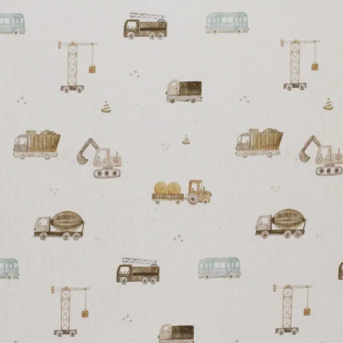 Rippstrick Jersey Stoff - Baufahrzeuge Beige | Rijs Textiles Rippstrick Jersey Stoff - Baufahrzeuge Beige - (Jersey Stoffe)