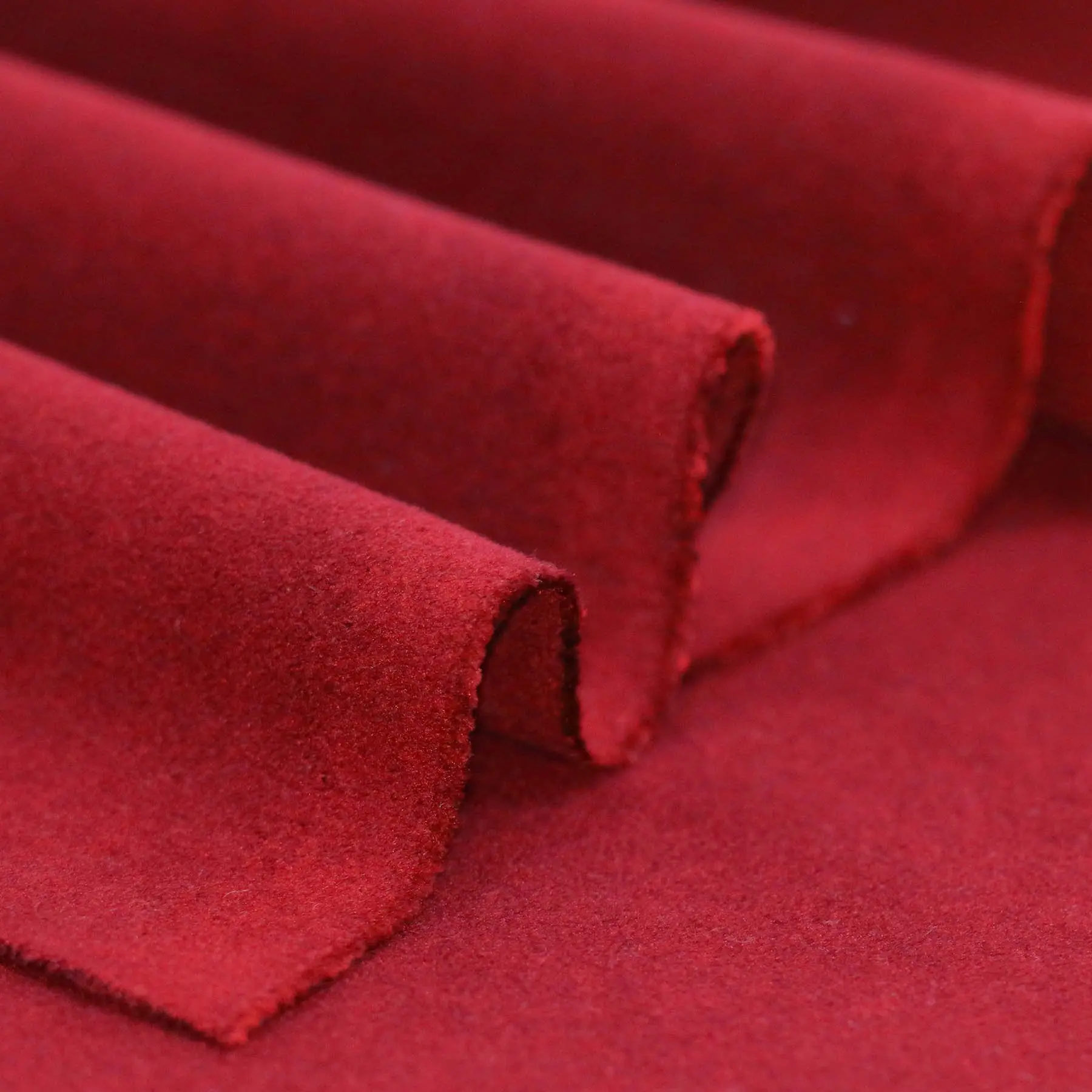 Stretch Mantelstof (Flanel Brush) Donker Rood