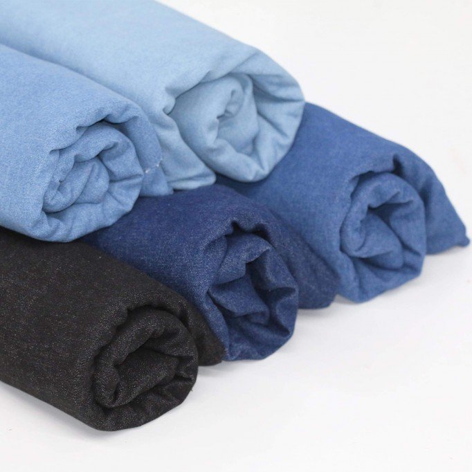 Jeans Stof Stretch 10-OZ Midden Blauw - (Jeans Stoffen Katoen)