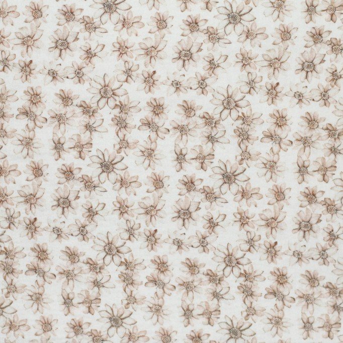 Baumwoll Musselin Stoff Digital - Beige Seerose - (Kinder Stoffe)