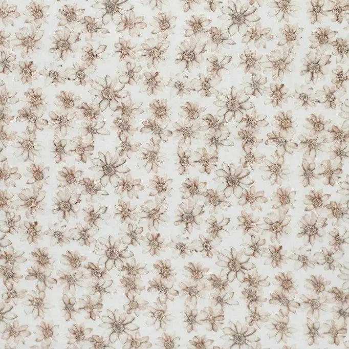 Double Gauze Fabric Digital Print - Beige Water Lily - (Child Fabrics)